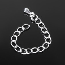 Twisted chain is twisted with a decorative peel-drill, 5.5 cm, 4.5 × 3.5 mm, (set of 5 pcs.), Color silver