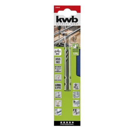 Metal drill KWB Hi-Nox, 4x75 mm, sharpening angle 130 °, steel HSS M2-1