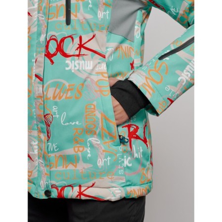 Ski jacket female winter, size 46, turquoise color-5