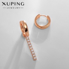 Earrings with rhinestones Xuping opening, white color in pink gold