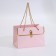 Package for flowers, handle chain, "pink", with gold embossing, 15 x 10.5 x 10 cm