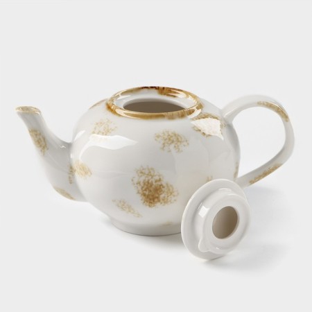 Teapot Porcelain Hot Dilan Organic Gold, 650 ml, white color-2