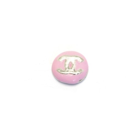 Metal fittings Pole "Chanel silver on pink", 4 pcs