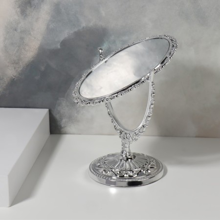 The mirror of the desktop "oval", two -sided, with an increase, a mirror surface 9 × 12 cm, the color is silver-3