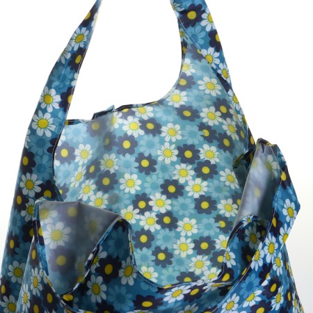 Household bag on the button, folding, blue color-2