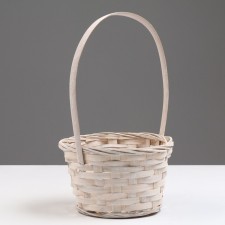Wicker basket, d17 x 9 x 30 cm, white, bamboo