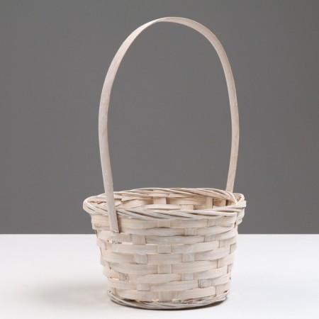 Wicker basket, d17 x 9 x 30 cm, white, bamboo