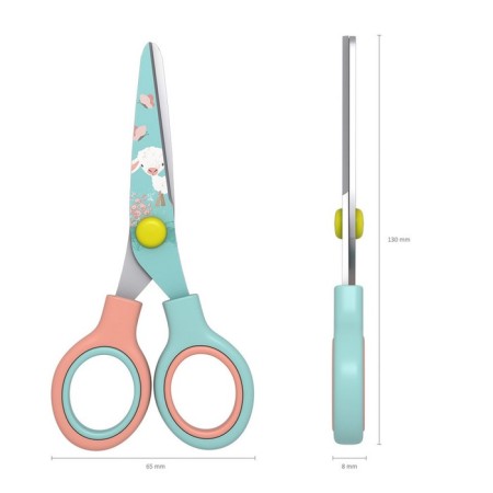 Baby scissors 13 cm, Erichkrause Junior Decor Curly Sheep, with a print on blades, rounded ends, blister-3