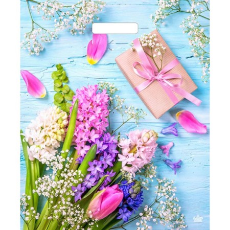 Package "Bright Hyacinths", polyethylene, with a cut pen, 38 x 45 cm, 60 μm