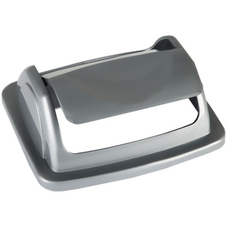 Basket for papers, 12 liters, solid with a rotating lid, gray metallic-4