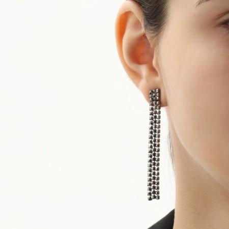 Set 2 objects: earrings, necklace "ice" path, gray color, 30 cm-4