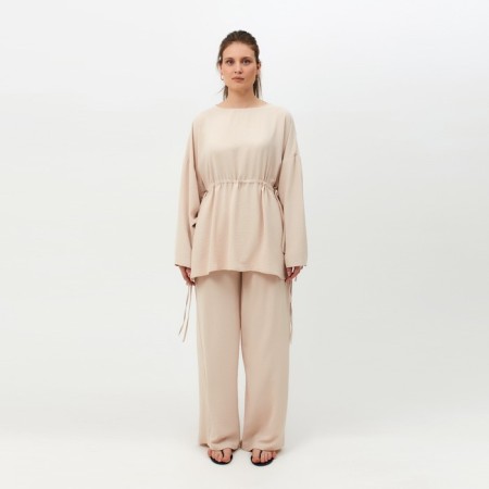 Women's costume (tunic, trousers) minku: casual collection beige color, size 52