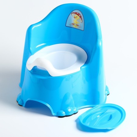 Pot children's anti -slip "comfort" with a lid, a removable bowl, blue color-4