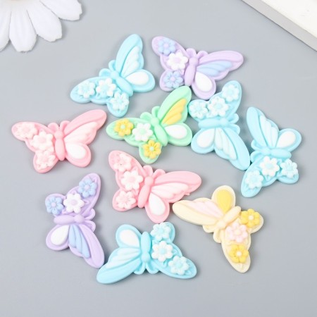 Decor for creativity Plastic "Butterfly in Chamomile" set 10 pcs mix