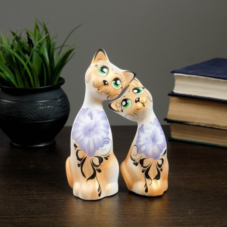 Figure "Love Cats Eared" 7x13x17cm white/gold (set 2pcs)-3