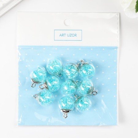 Suspension decorative for creativity glass "ball - pebbles" blue d = 1.6 cm set 10 pcs-2