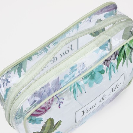 Cosmetic bag with zipper, green color/multi -colored-2
