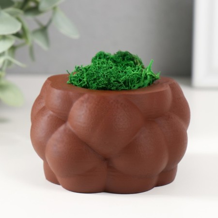 Concrete Kashpo "Bubbles" with moss brown 8x8x5cm (moss green stabilized)-1
