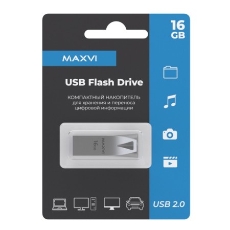 Flash drive maxvi MK2, 16 GB, USB2.0, th he is up to 25 MB/s, PBU up to 15 Mb/s, silver-3