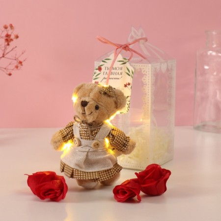 Set gift "Bear in the dress" soap red roses 5 pcs, dew 7x7x12 cm-3