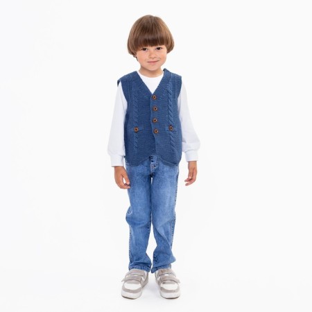 Vest for a boy, dark blue color, height 98 cm-2