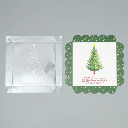 Box for confectionery products with PVC “Happy New Year!”, Christmas tree, 18 x 3 cm, New Year-7