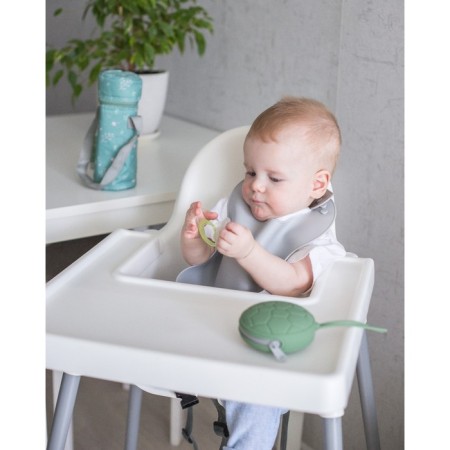 Bibslate for feeding silicone with pocket, gray color-3