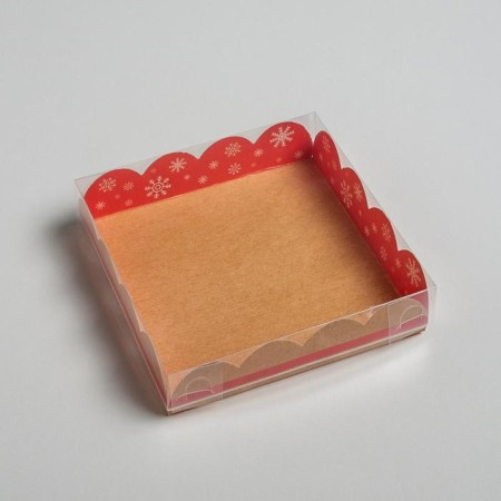 Box for confectionery with PVC cover "New Story", 13 x 13 x 3 cm, new year-2