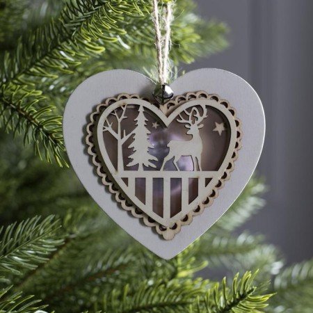 Christmas tree toy "Heart with a deer", from batteries, a glow of warm white-1