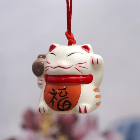 Souvenir ceramics bell "manki-nko happiness" 5x6.5x6 cm