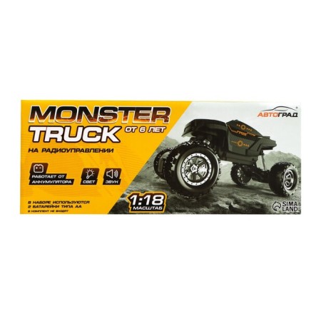 Radio -controlled jeep Monster, 1:18, light and sound effects, works on the battery, red color red-7