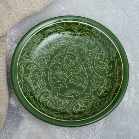 Tea set, Rishtan painting, 9 objects, green: kettle 0.8 l, Piala 0.3 l-4
