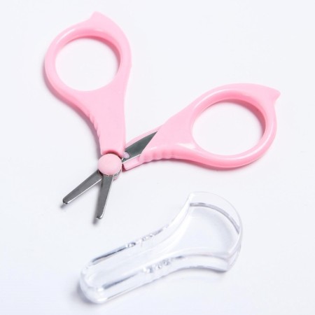 Baby scissors are safe, manicure, with a cover, from 0 months, pink color-4