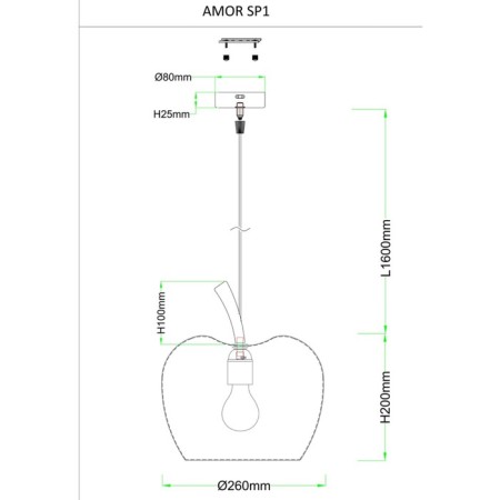 Suspension lamp Crystal Lux, Amor 0131/201, E27, 1x60 W, 30x26x26 cm, chromium color-4