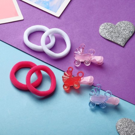 Hair set "Kira" (4 elastic bands, 3 clamps) stroller, 2 cm, mix-1