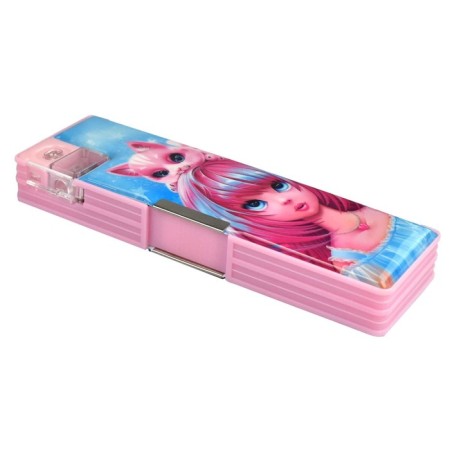 Penal Plastic case with a sharpener 70*215*30 Phoenix "Pink girl" girl ROZ 65324-1