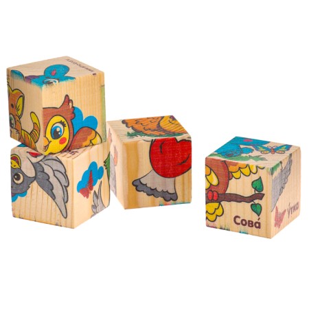 Wooden cubes "Learn animals", set of 4 pcs.-7