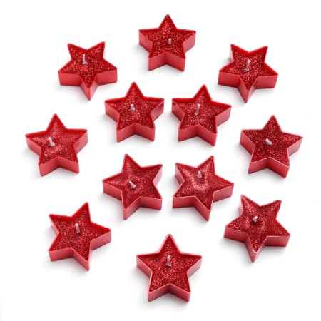Candle in the sleeve "Star", set of 12 pcs, red spit-2