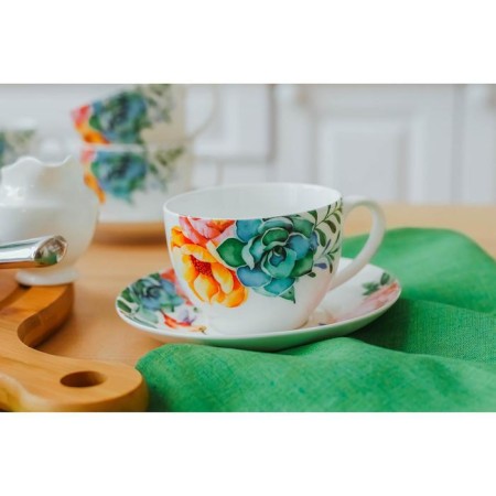 Service Porcelain Tea Daulay "Ptashka", 12 items: 6 cups 250 ml, 6 saucer d = 15 cm-9