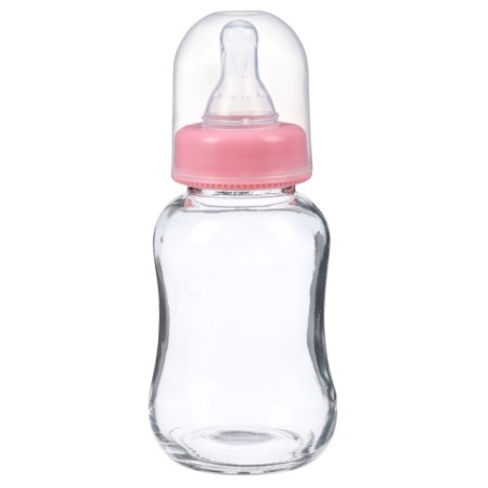 A bottle for feeding, classic throat, glass, slow flow, from 6 months, 150 ml., Mix color-13