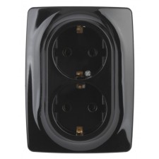 2x2p+E Schuko outlet with curtains, 16A-250V, IP20, era12, black