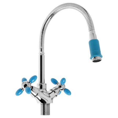 Accoona A4882M kitchen mixer, double -leaf, with flexible surge, blue/chrome