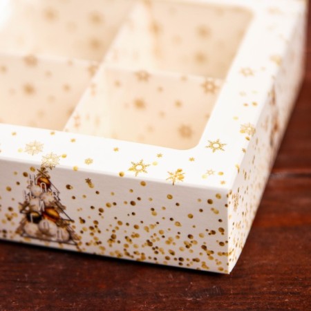 Box for sweets 4 pcs "Golden Stars", 12.6 x 12.6 x 3.5 cm-2