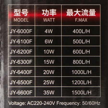 Internal filter Jingye JY-6600F, four-section, 1500 l/h, 35 watts-6