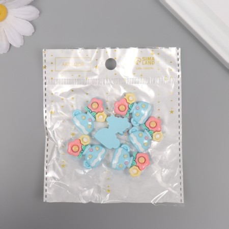 Decor for creativity plastic "Vase with flowers" set 6 Sh 2.5x2x0.8 cm-3