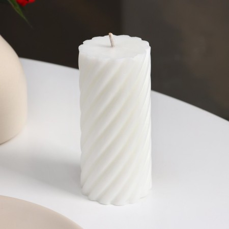Candle-cylinder "Spiral", 5x10 cm, white, 6 hours-1