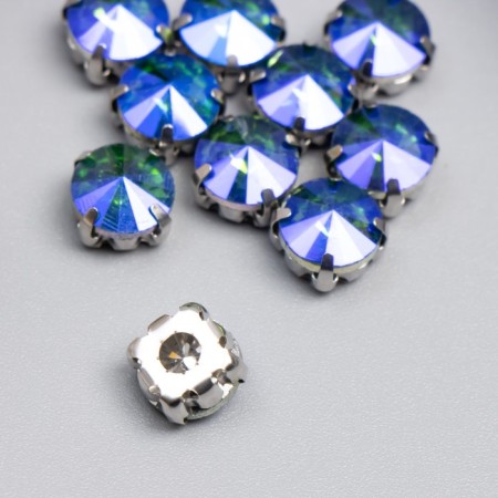 Crystal rhinestones in DACs 8 mm (10 pcs/pack), round, green AB-2
