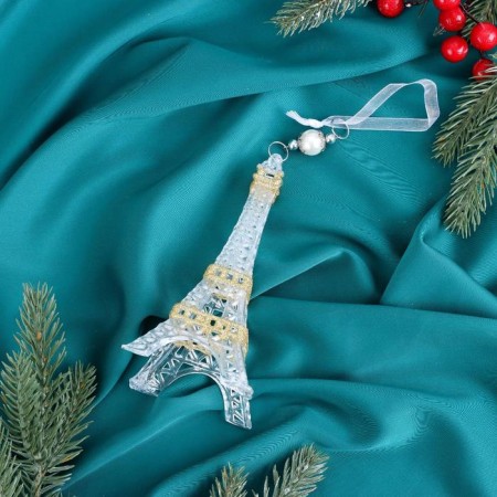 Jewelry decoration "Eiffel Tower Shine" 6.5x14.5 cm, transparent gold