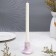 Gypsum candlestick, 7.5x7.5cm, marble with purple strips