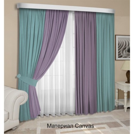 Set of curtains "Canvas", size 200x250 cm, 2 pcs, turquoise color, purple color-4